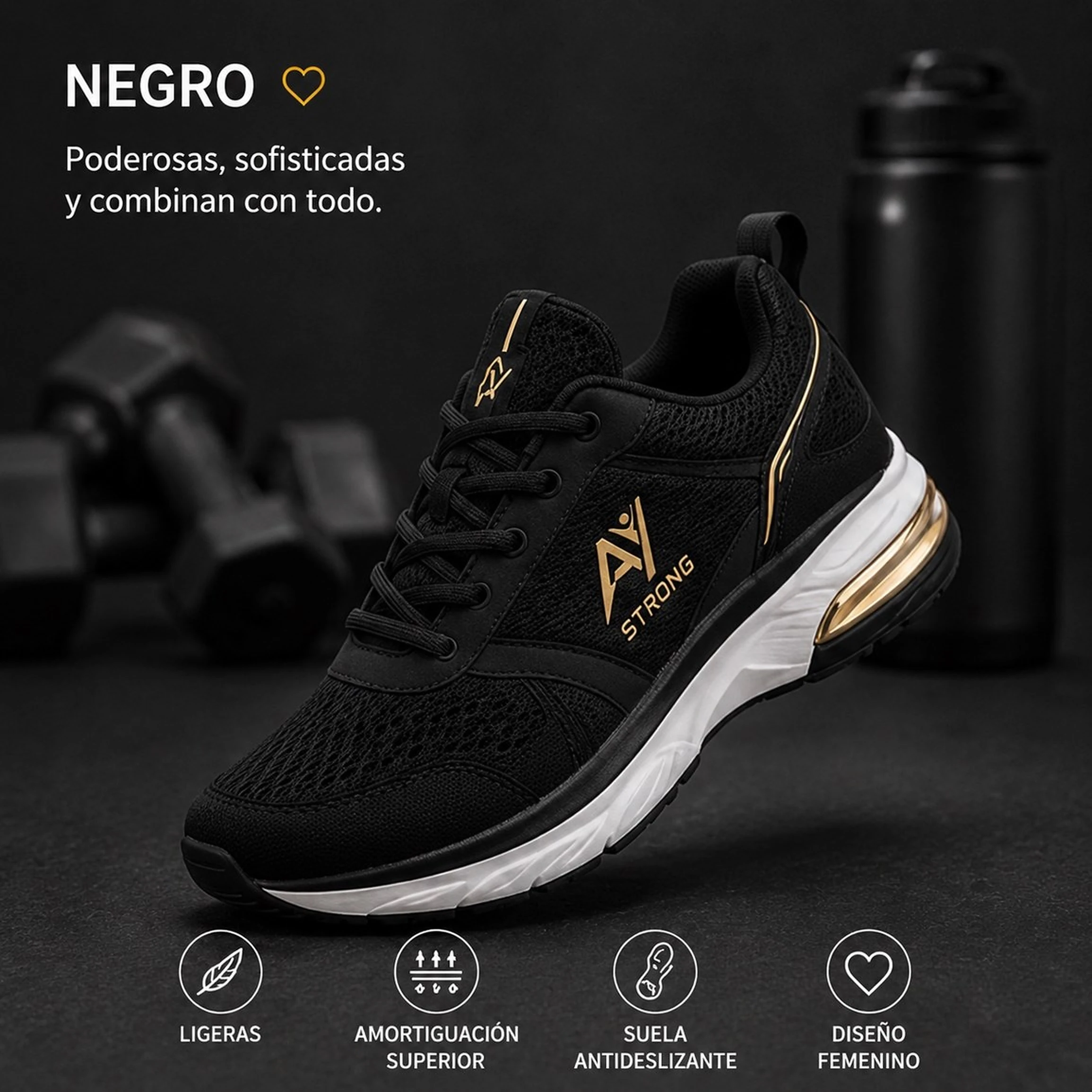 Zapatillas Deportivas A/Y Strong Mujer - Negras