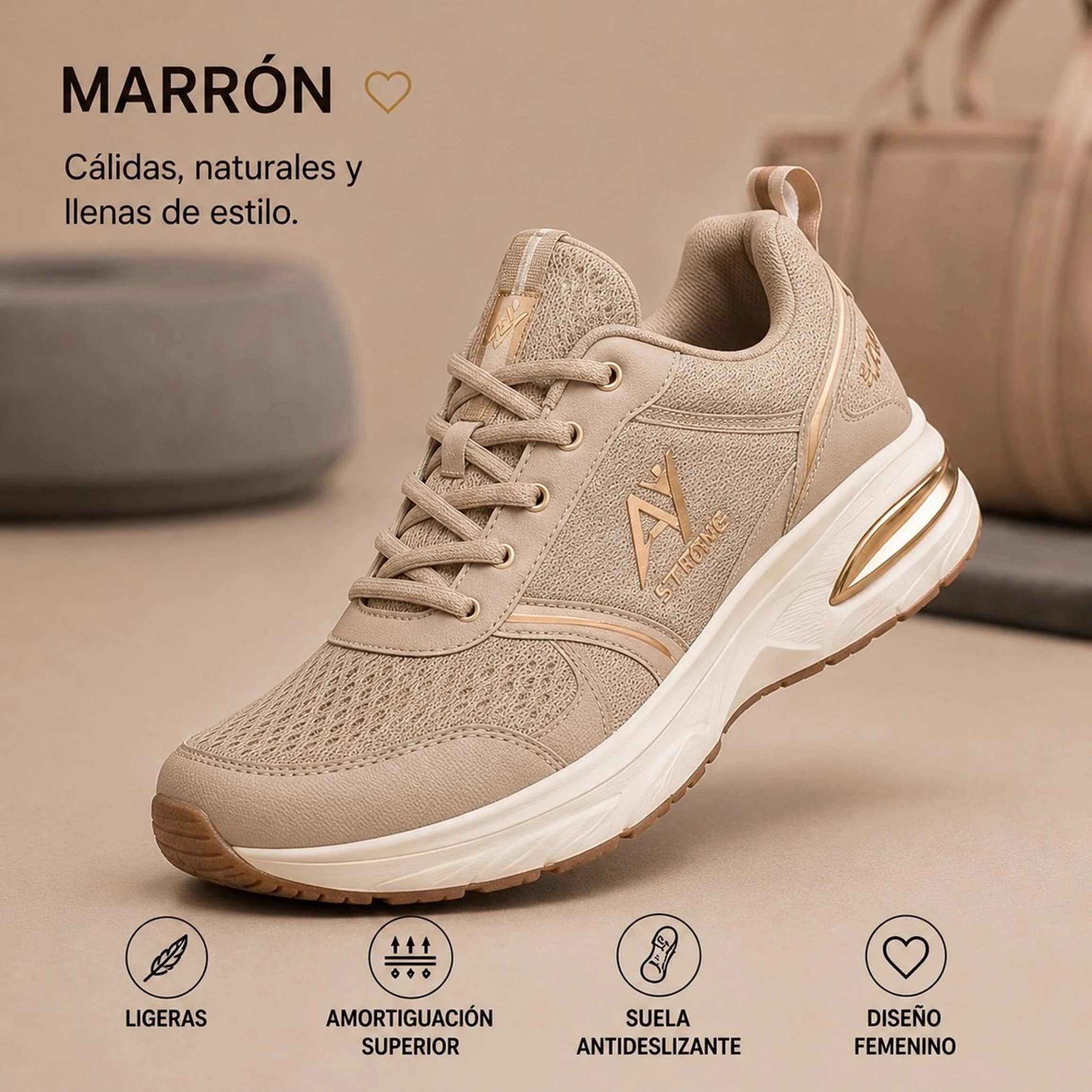 Zapatillas Deportivas A/Y Strong Mujer - Marrón