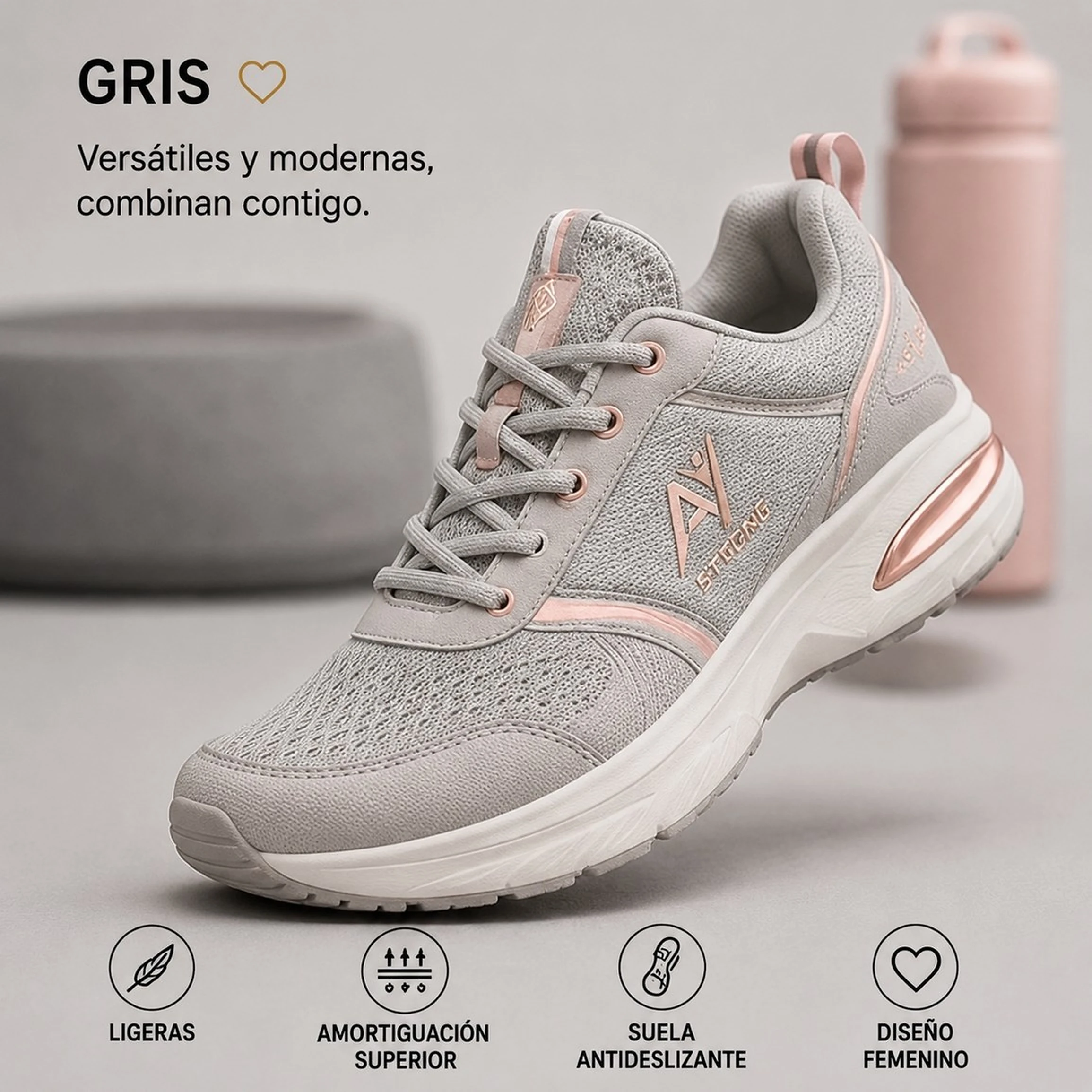 Zapatillas Deportivas A/Y Strong Mujer - Grises