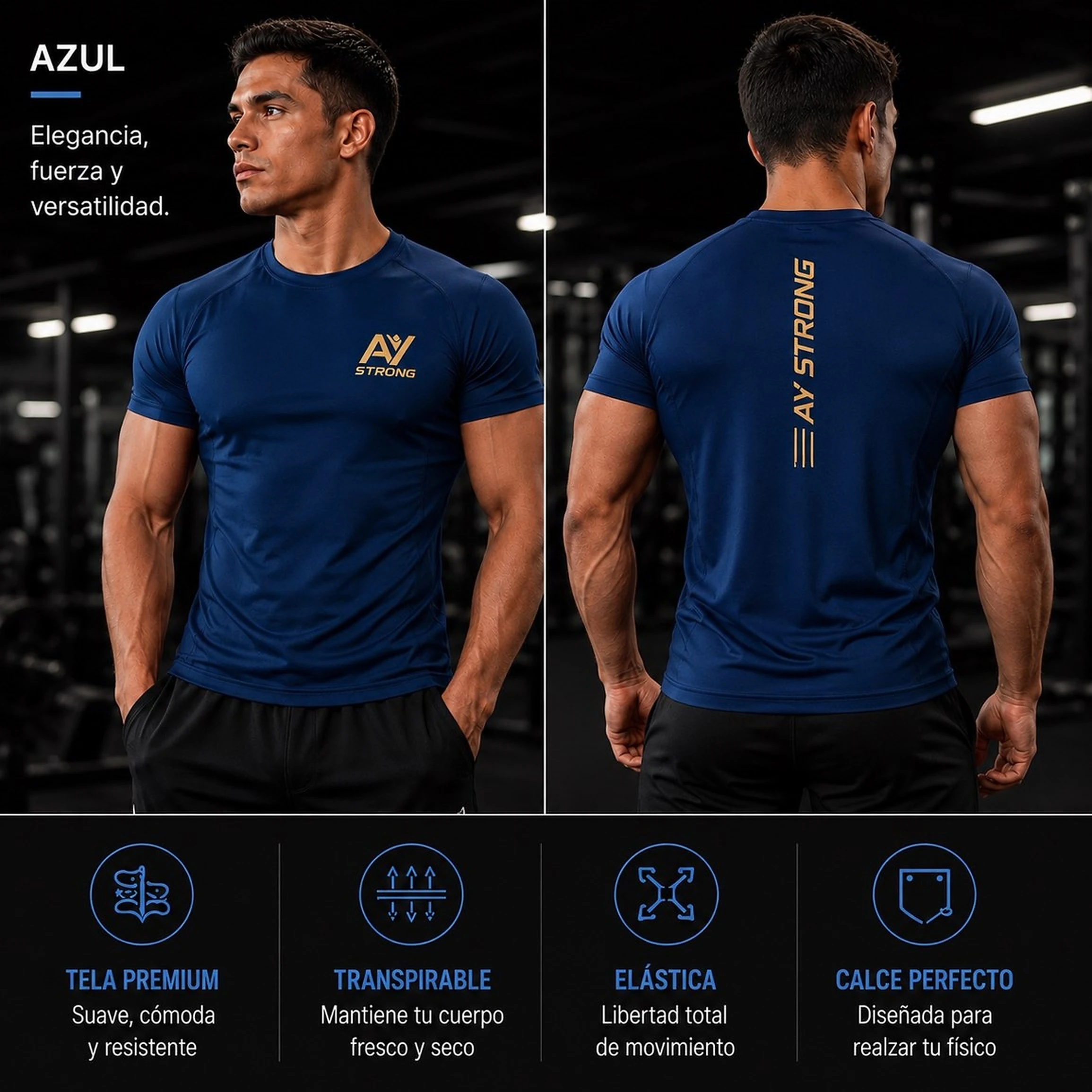 Polo Deportivo A/Y Strong Hombre - Azul